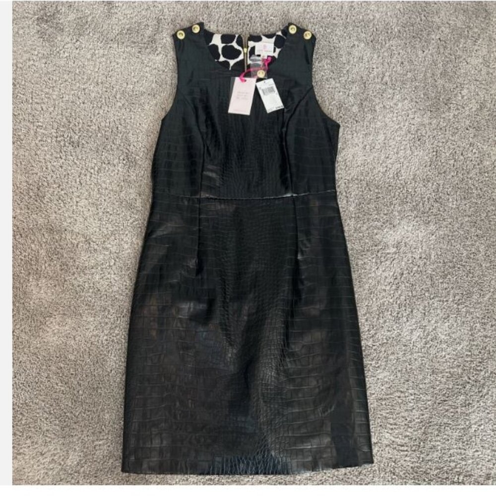 Julie Brown NYC black faux alligator or croc print dress
